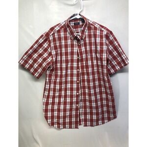 Arrow Shirt Mens Large Red Check Flannel Short Sleeve Button Up